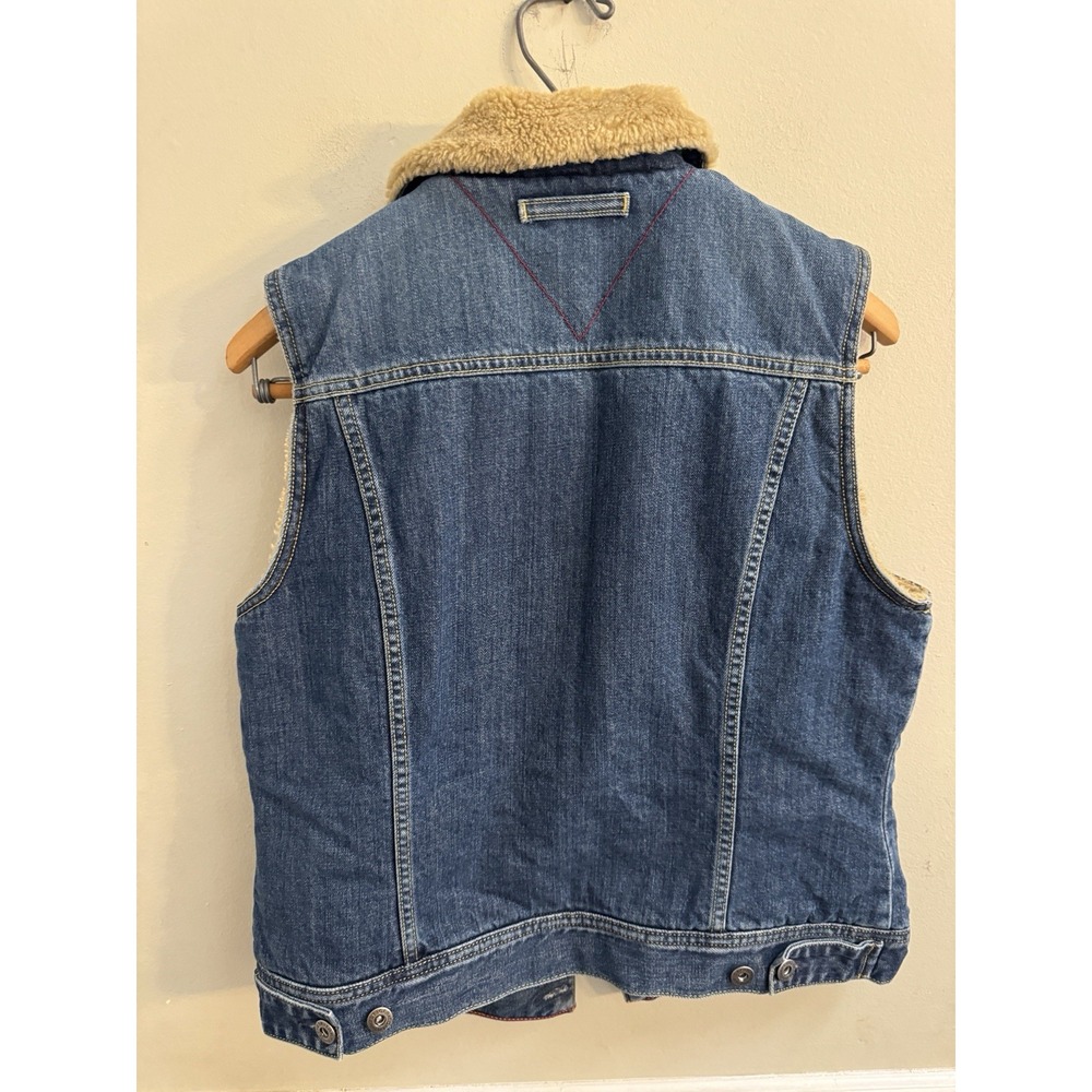 Vintage Men's Tommy Hilfiger Sherpa Denim Blue Jean Vest Sz M Western - Picture 6 of 6